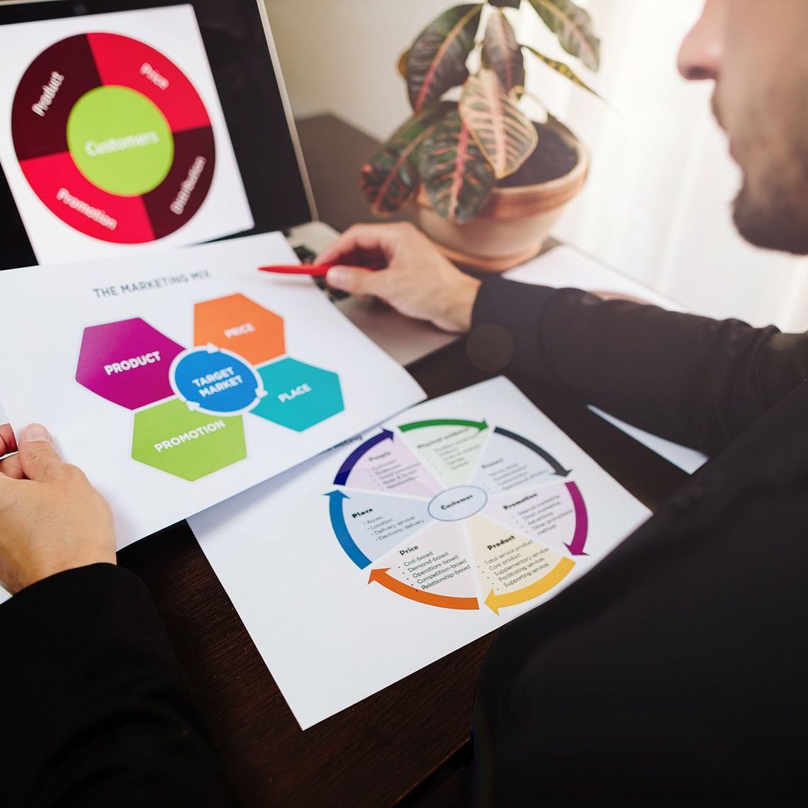 marketing employee looking at colorfulcharts