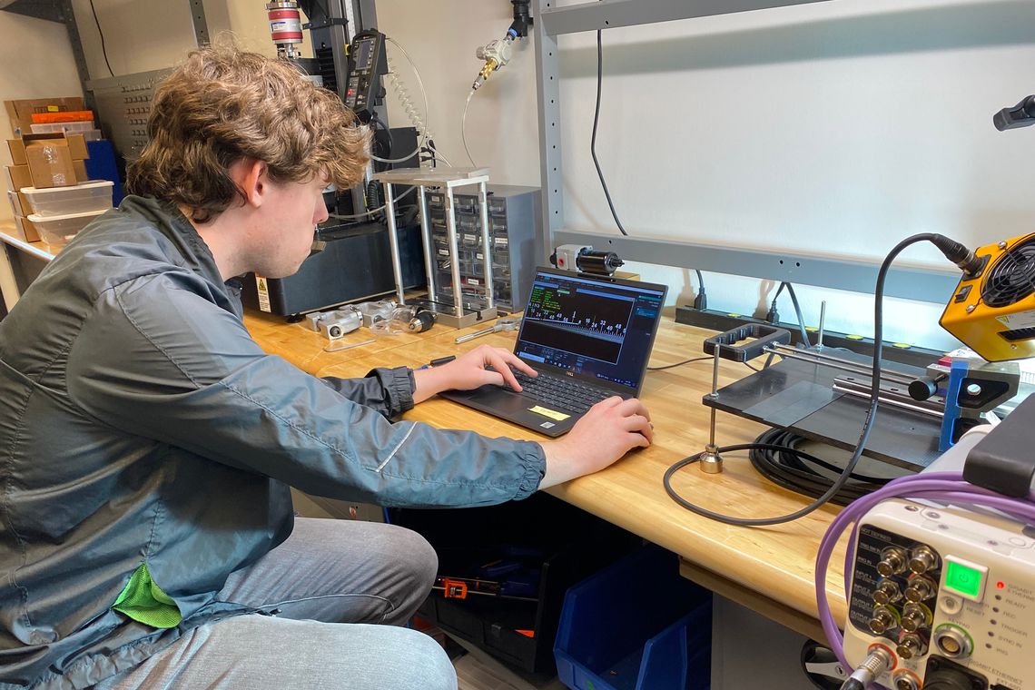 intern working on a laptop